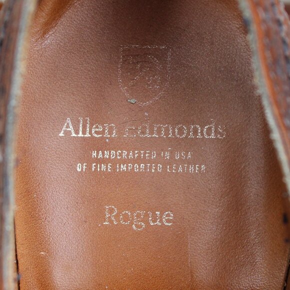 GUC, Allen Edmonds 'Rogue' Brown Leather Brogues, Men's 10.5 D, Made in USA - Picture 9 of 13
